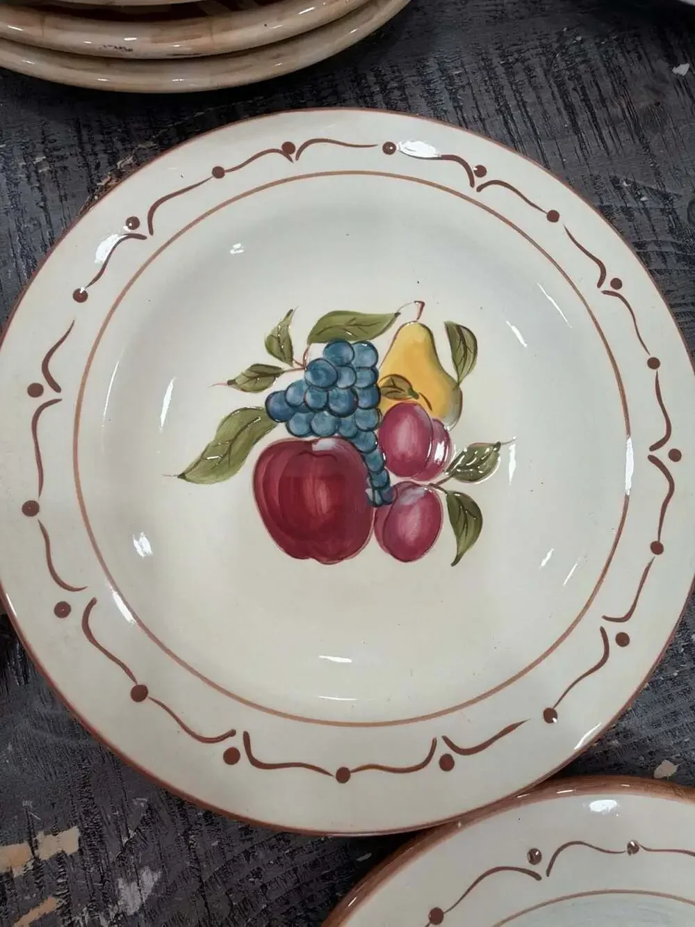 Home Around the Orchard Dinner Plates, Fruit Motif Ceramic
